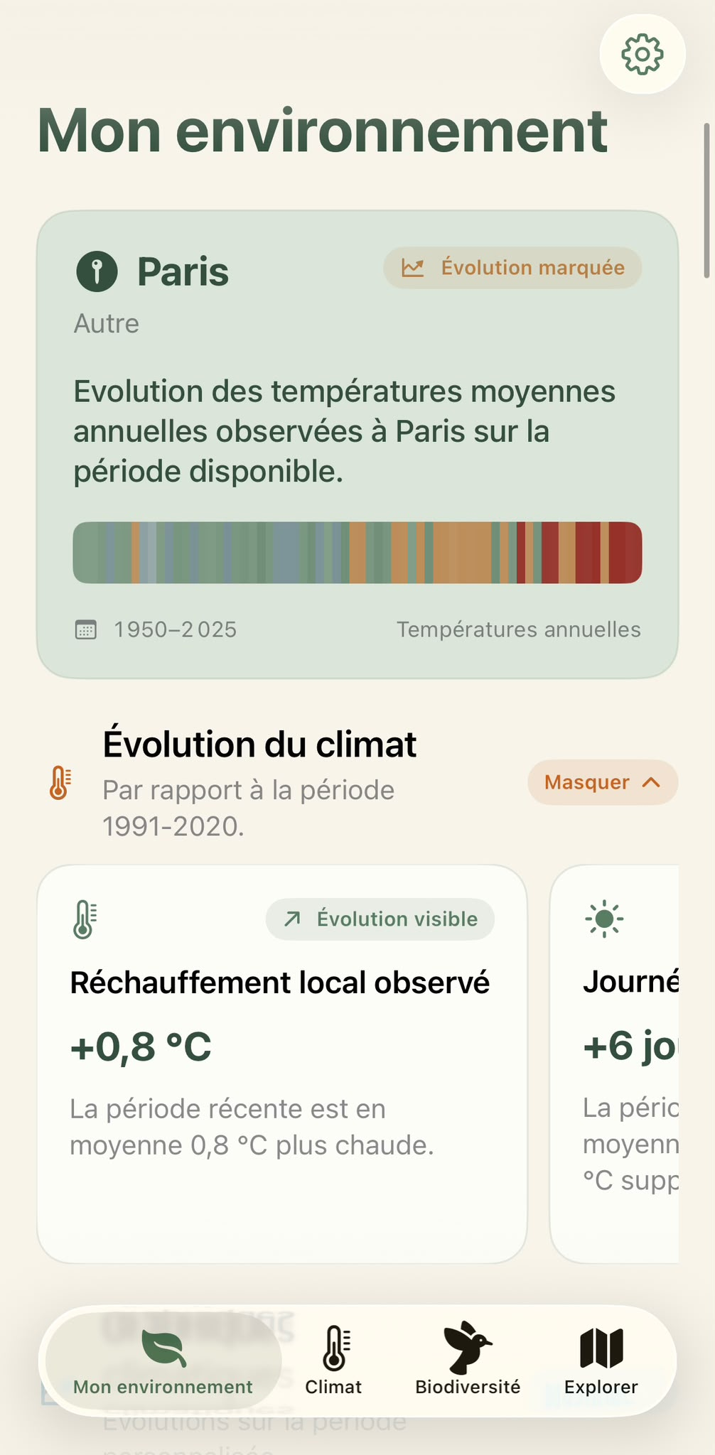 Capture d’écran de l’application Mon Environnement